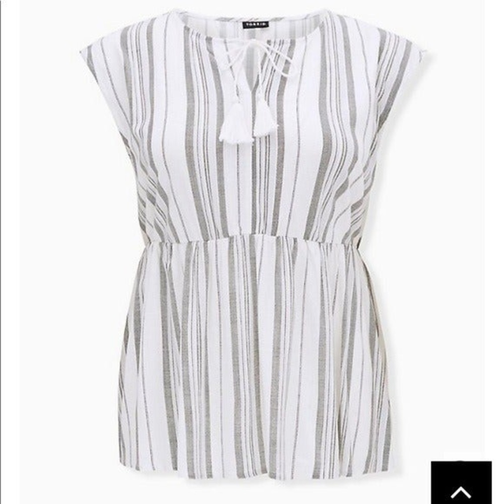Torrid white/grey stripe woven dolman peplum top